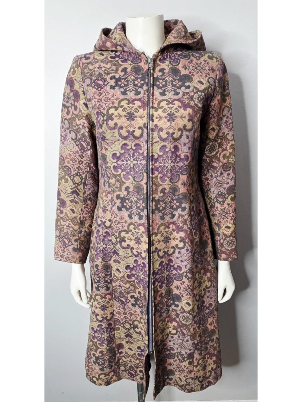 Vintage 1960s Psychedelic Purple MOD Tapestry Hooded Coat by Simon Howard London